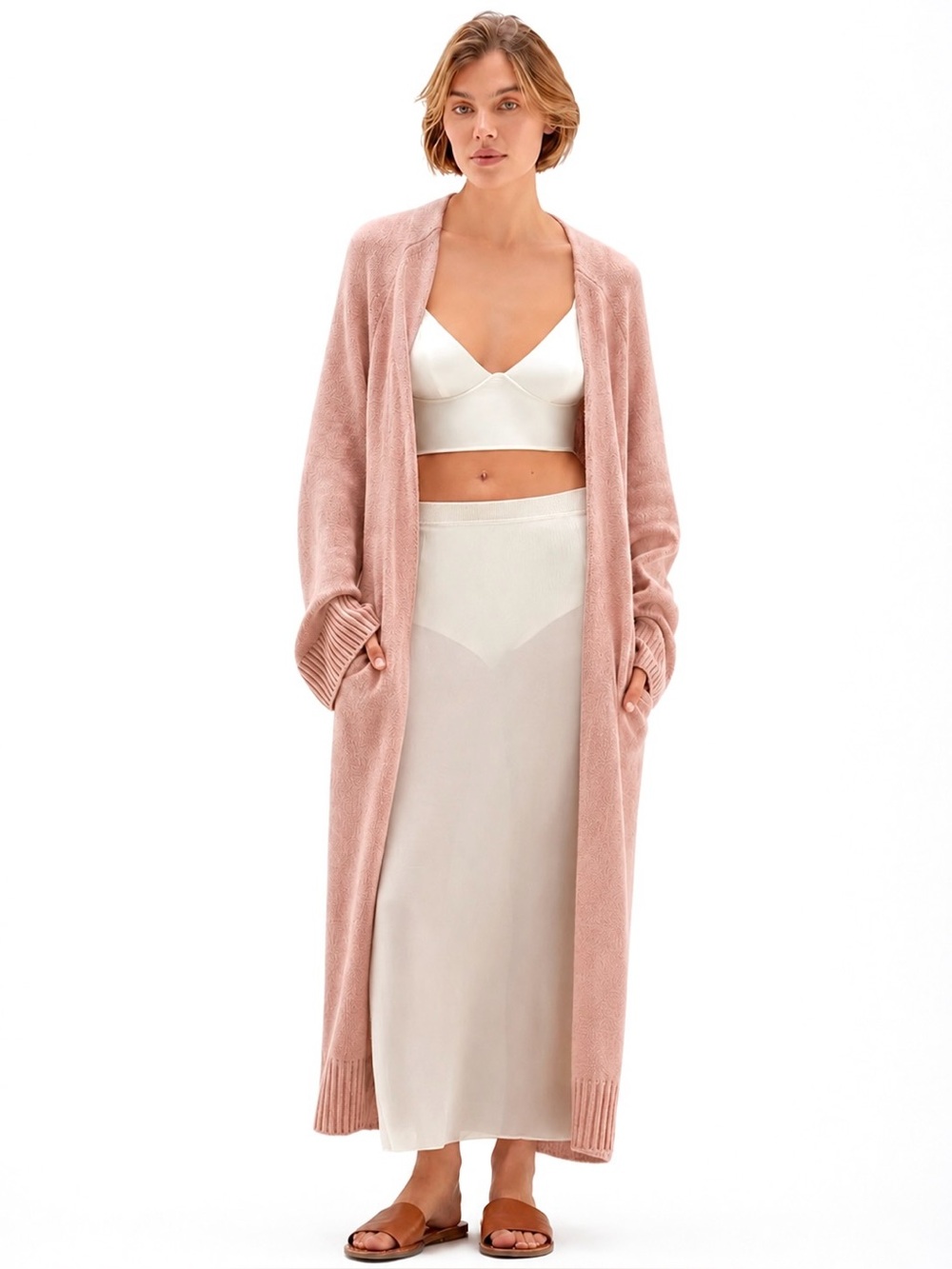 NWOT NakedCashmere Makena Longline Cashmere Cardigan Soft Rose Pink | Size Small